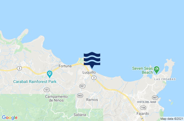 Mappa delle maree di Luquillo, Puerto Rico