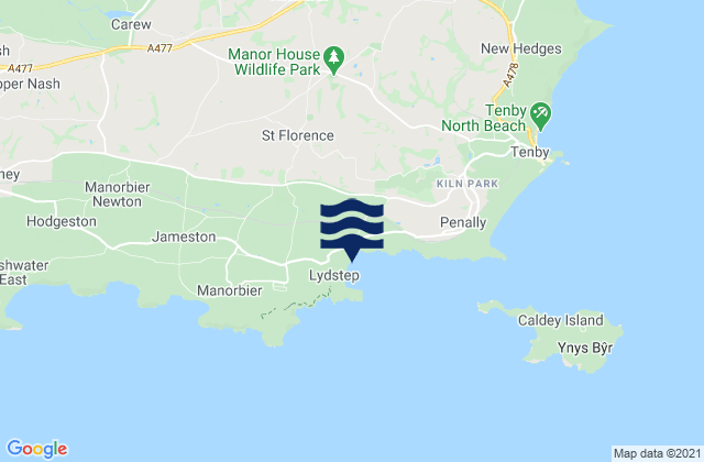 Mappa delle maree di Lydstep Beach, United Kingdom