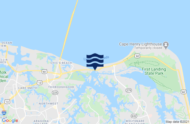 Mappa delle maree di Lynnhaven Inlet (Virginia Pilots Dock), United States
