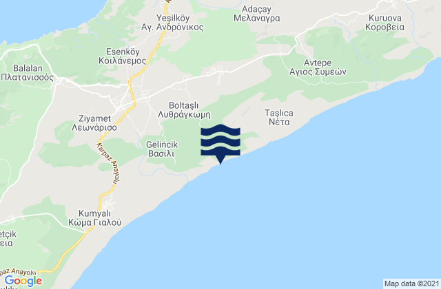 Mappa delle maree di Lythrágkomi, Cyprus