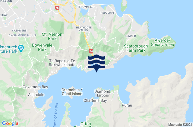 Mappa delle maree di Lyttelton, New Zealand