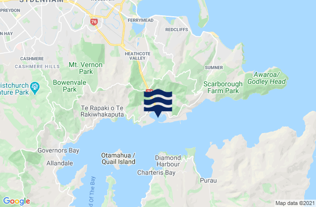 Mappa delle maree di Lyttelton Harbour, New Zealand