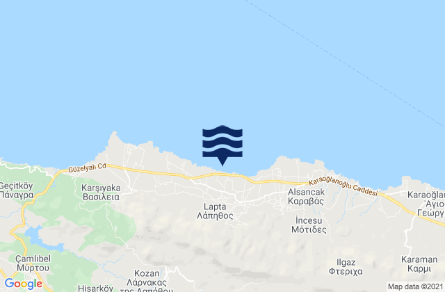 Mappa delle maree di Lápithos, Cyprus