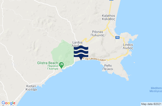 Mappa delle maree di Lárdos, Greece