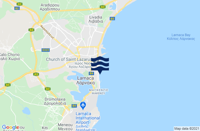 Mappa delle maree di Lárnaka, Cyprus