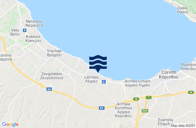 Mappa delle maree di Lékhaio, Greece