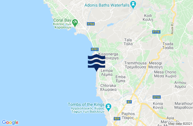 Mappa delle maree di Lémpa, Cyprus