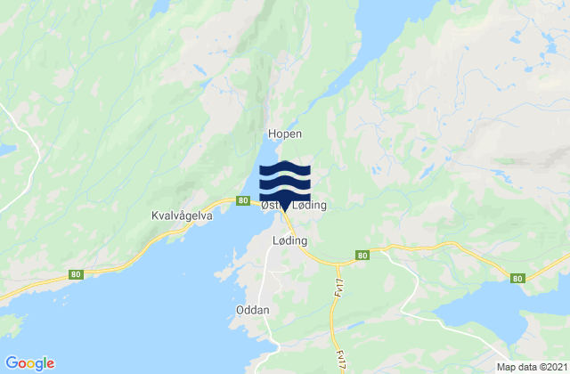 Mappa delle maree di Løding, Norway