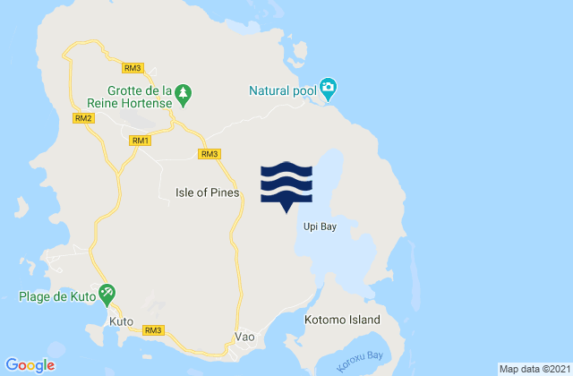 Mappa delle maree di L’Île des Pins, New Caledonia