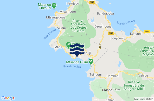 Mappa delle maree di M'Tsangamouji, Mayotte