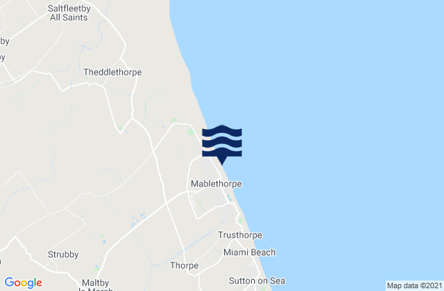 Mappa delle maree di Mablethorpe, United Kingdom
