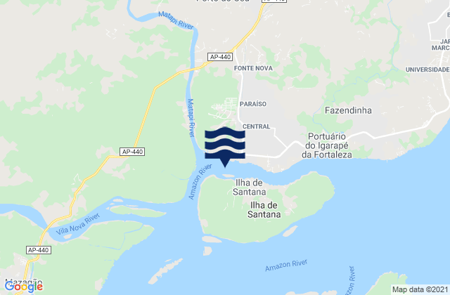 Mappa delle maree di Macapa Amazon River, Brazil