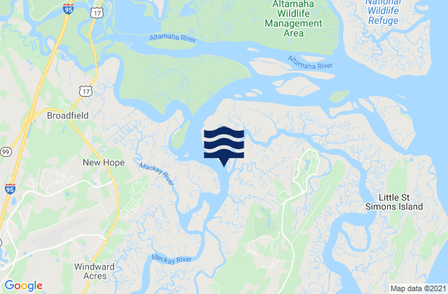 Mappa delle maree di Mackay River (ICWW) Buttermilk Sound, United States