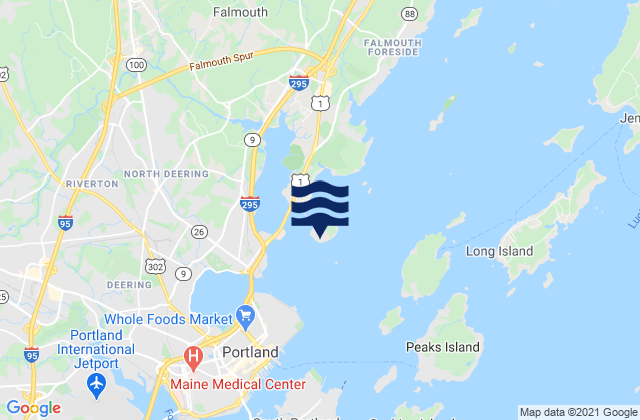 Mappa delle maree di Mackworth Island, United States