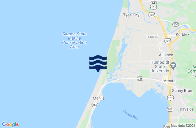 Mappa delle maree di Mad River Slough Arcata Bay, United States