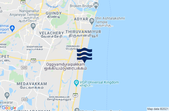 Mappa delle maree di Madipakkam, India