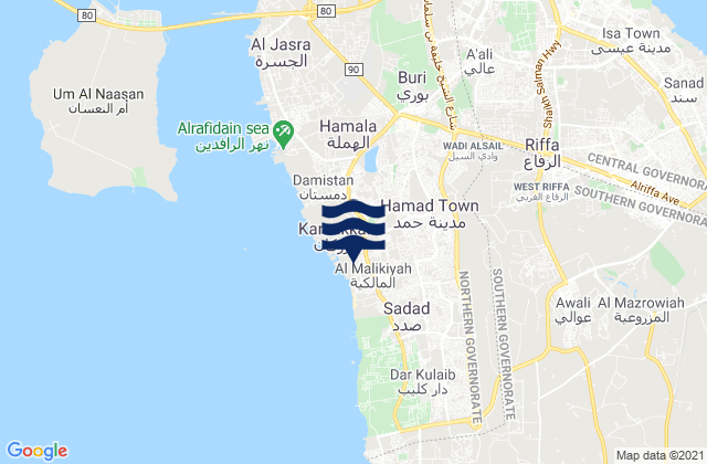 Mappa delle maree di Madīnat Ḩamad, Bahrain