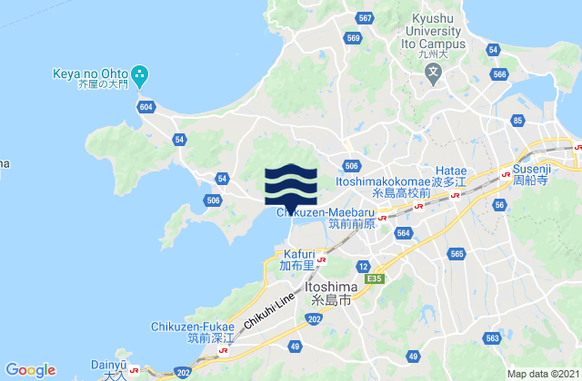 Mappa delle maree di Maebaru-chūō, Japan