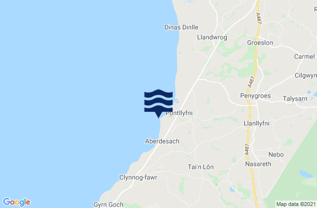 Mappa delle maree di Maen Trwyn Dylan Beach, United Kingdom
