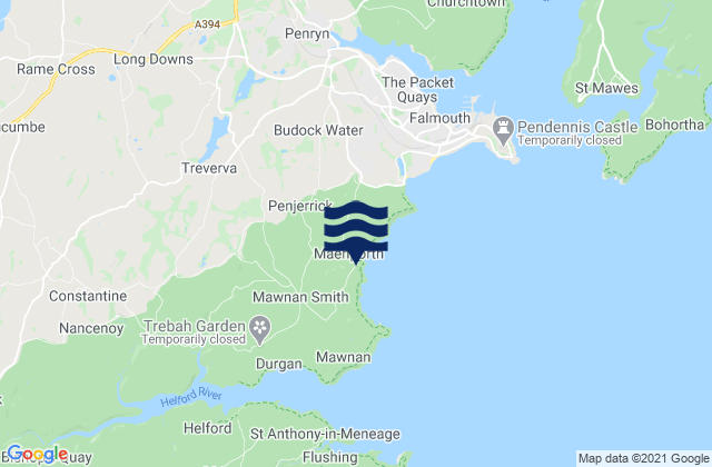 Mappa delle maree di Maenporth Beach, United Kingdom