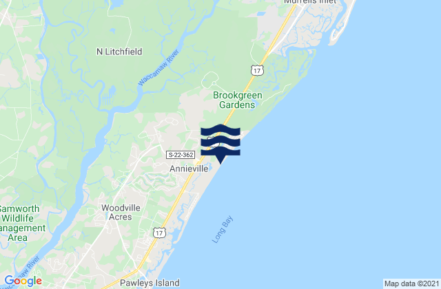 Mappa delle maree di Magnolia Beach, United States