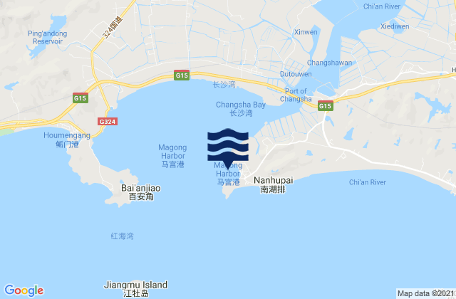 Mappa delle maree di Magong, China