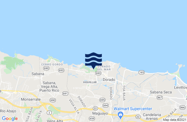 Mappa delle maree di Maguayo Barrio, Puerto Rico