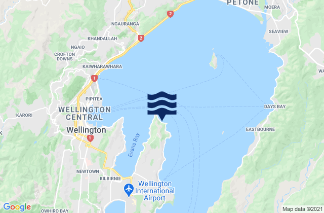 Mappa delle maree di Mahanga Bay, New Zealand