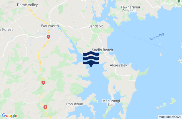 Mappa delle maree di Mahurangi Harbour, New Zealand