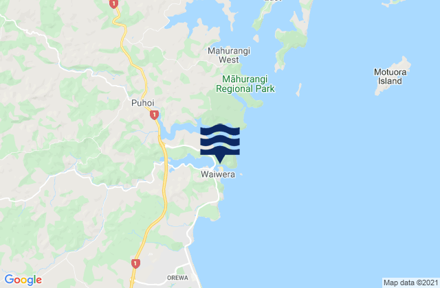 Mappa delle maree di Mahurangi Island, New Zealand