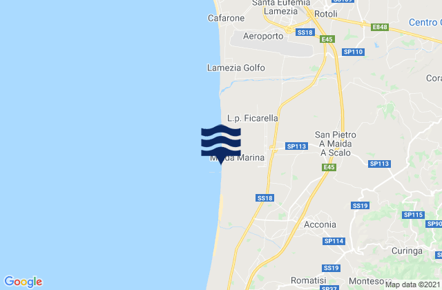 Mappa delle maree di Maida, Italy