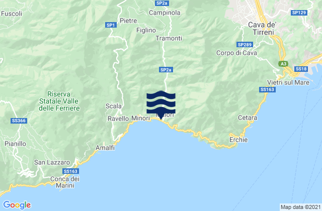 Mappa delle maree di Maiori, Italy