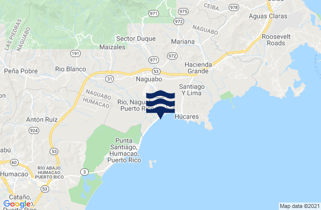 Mappa delle maree di Maizales Barrio, Puerto Rico