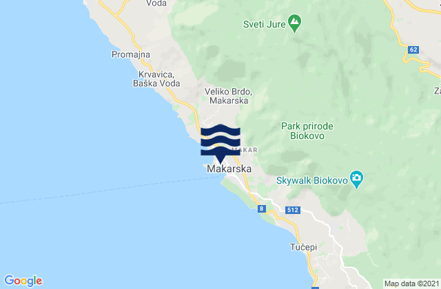 Mappa delle maree di Makarska, Croatia