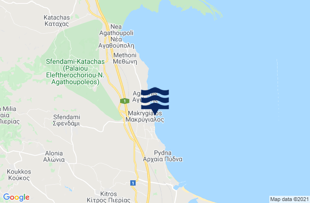 Mappa delle maree di Makrýgialos, Greece