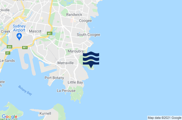 Mappa delle maree di Malabar Beach, Australia
