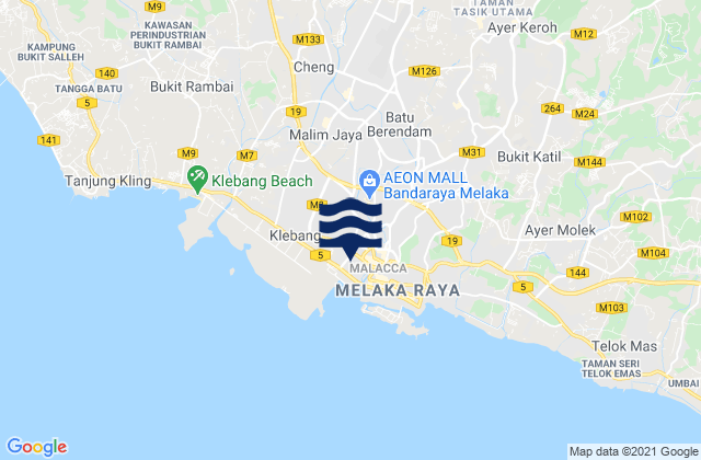 Mappa delle maree di Malacca, Malaysia