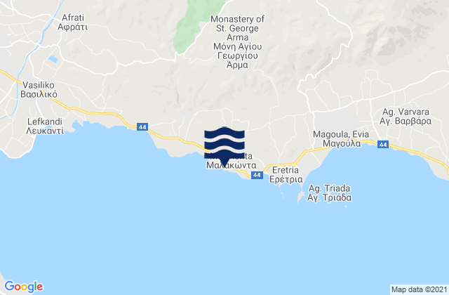 Mappa delle maree di Malakónta, Greece