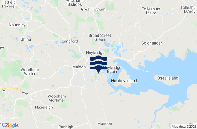 Mappa delle maree di Maldon, United Kingdom