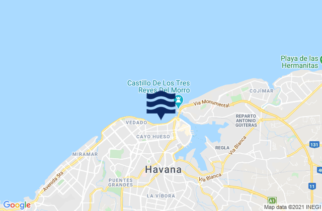 Mappa delle maree di Malecón, Cuba