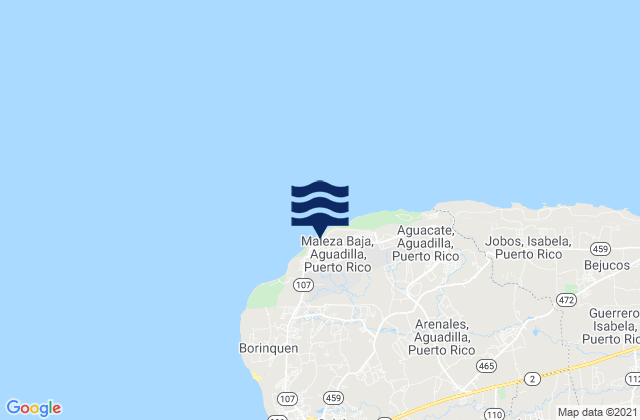 Mappa delle maree di Maleza Baja Barrio, Puerto Rico