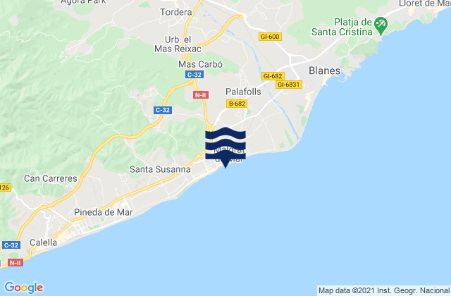 Mappa delle maree di Malgrat de Mar, Spain