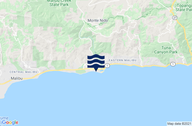 Mappa delle maree di Malibu Beach, United States