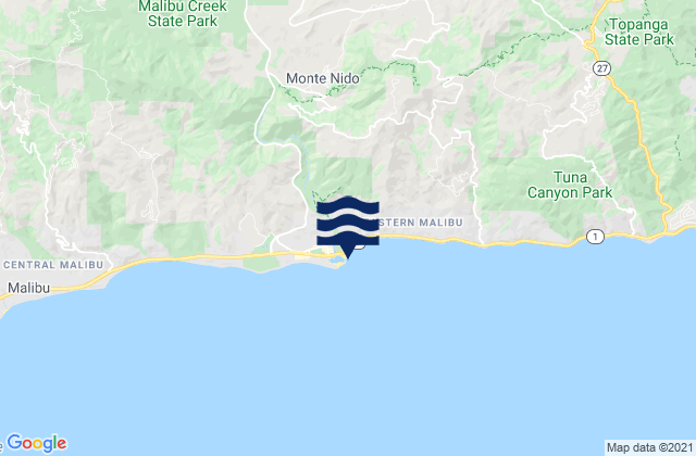 Mappa delle maree di Malibu Lagoon State Beach, United States