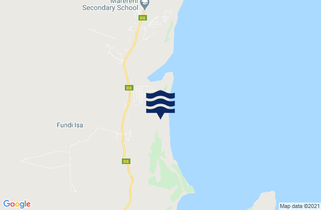 Mappa delle maree di Malindi District, Kenya