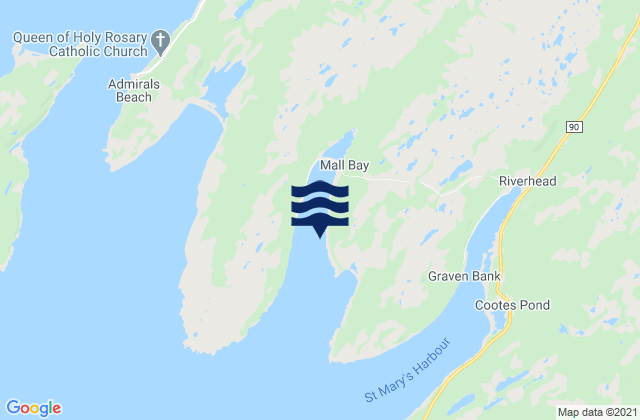 Mappa delle maree di Mall Bay, Canada