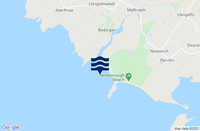 Mappa delle maree di Malltraeth Bay, United Kingdom
