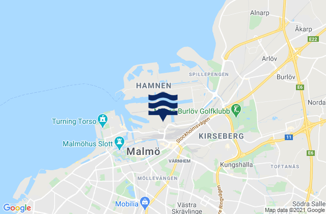 Mappa delle maree di Malmö, Sweden