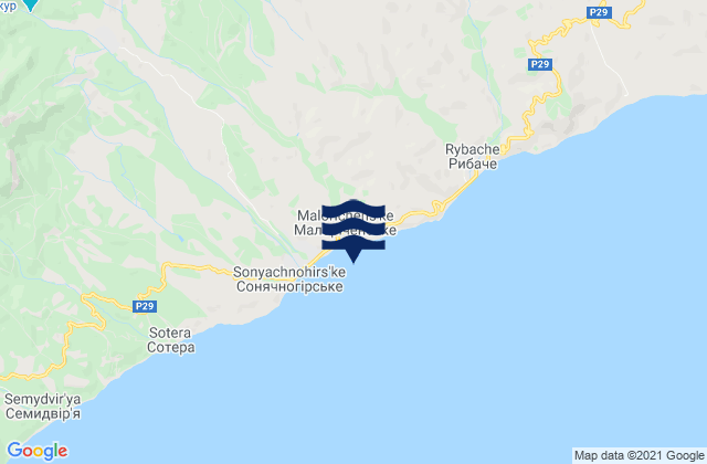 Mappa delle maree di Malorechenskoye, Ukraine