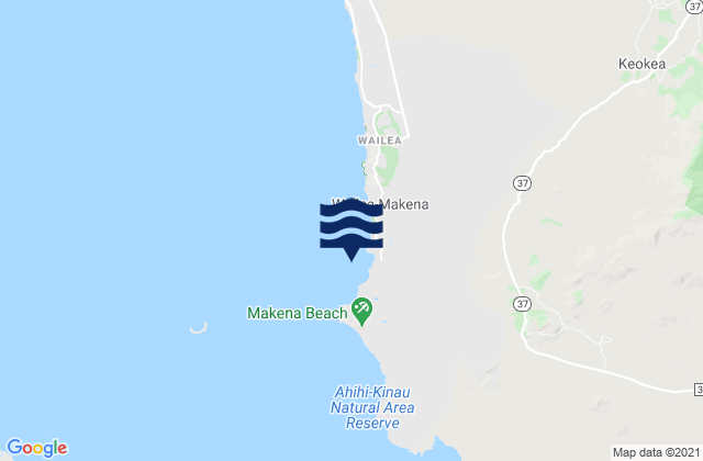 Mappa delle maree di Maluaka Beach, United States